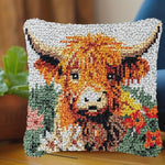 Load image into Gallery viewer, Latch Hook Cushion Kit - Highland Cow with Flowers