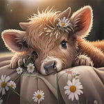 Load image into Gallery viewer, Highland Cow Daisy Diamond Art