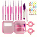 Load image into Gallery viewer, Crochet Hook Set + Case & Assessories 8 Sizes -Pink