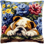 Load image into Gallery viewer, Latch Hook Cushion Kit - Bulldog Bouquet