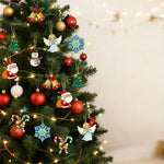 Load image into Gallery viewer, Wooden Christmas Decorations - Mixed Pack of 8