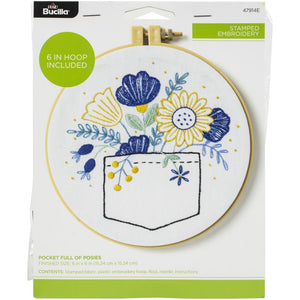 Stamped Embroidery Kit (15cm Round) - Pocket Full of Posies