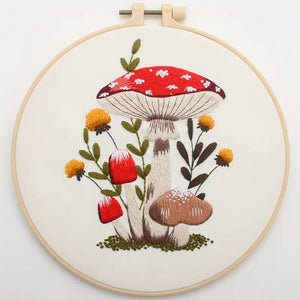 Stamped Embroidery - Mushrooms