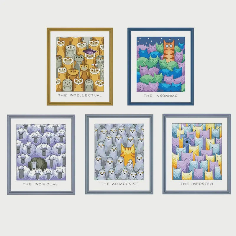 Stamped Cross Stitch Kit - Cartoon Animals  14CT