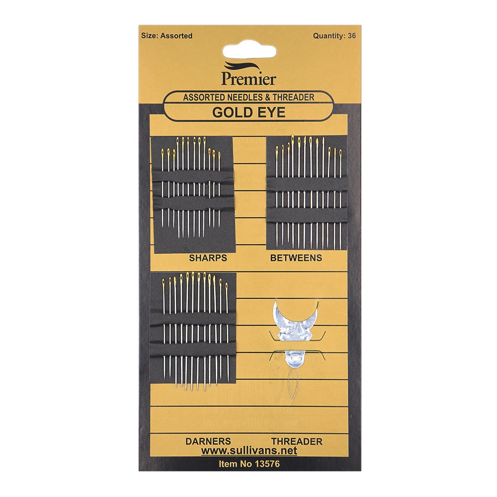 Sullivans Premier Gold Eye Hand Needles & Threader