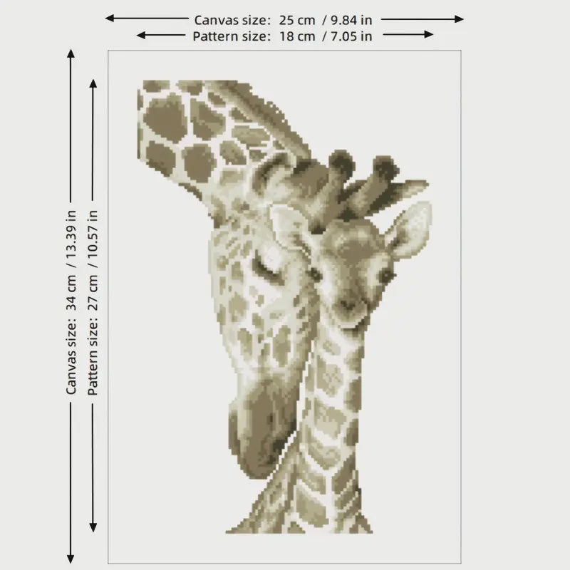 Stamped Cross Stitch Kit - Mother & Child Giraffe