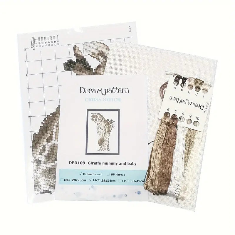 Stamped Cross Stitch Kit - Mother & Child Giraffe