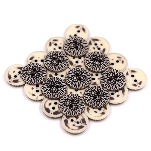 Button - Black & Grey Teardrop pattern