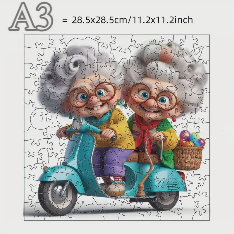 Wooden Puzzle - Scooter Shenanigans