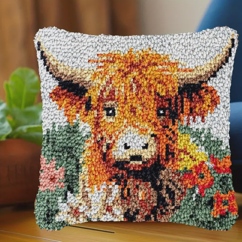 Latch Hook Pillow Kit - Highland Cow