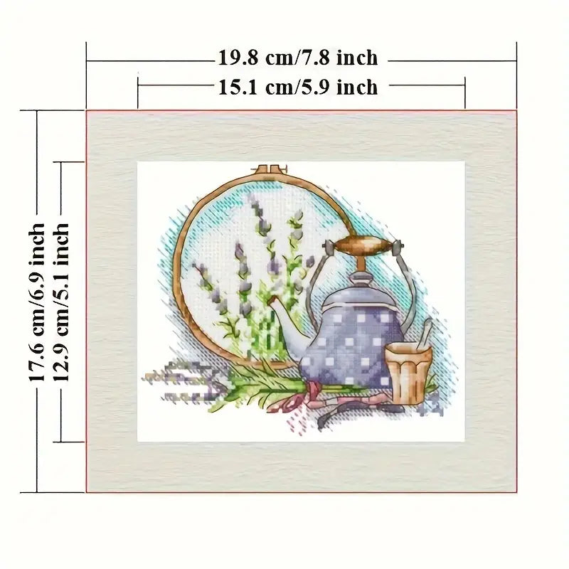 Stamped Cross Stitch Kit - Teapot Meadows 14CT