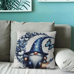 Stamped Cross Stitch Cushion Kit - Gnome on The Moon