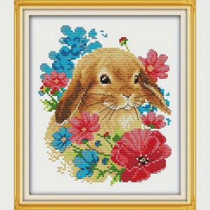 Stamped Cross Stitch Kit - Springtime Bunny 11CT