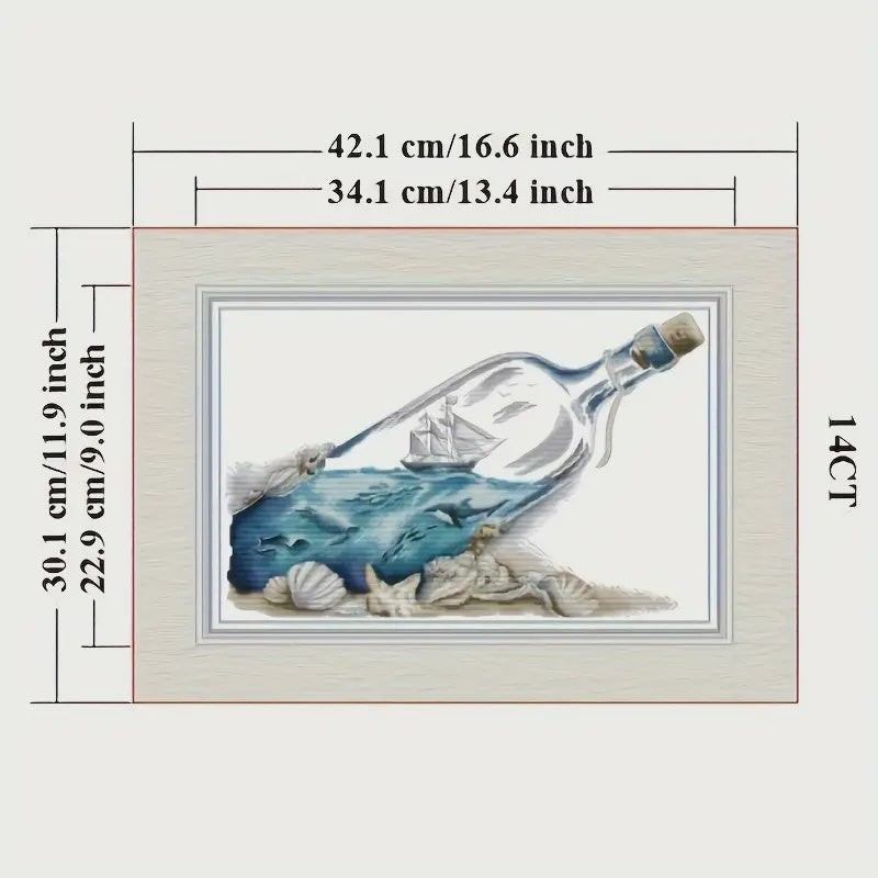 Stamped Cross Stitch Kit - Oceans Whisper in a Bottle 14CT