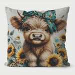 Load image into Gallery viewer, Stamped Cross Stitch Cushion Kit - Sunflowers &amp; Cow
