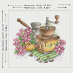 Load image into Gallery viewer, Counted Cross Stitch - Pink Flowers &amp; Coffee Pot 14CT
