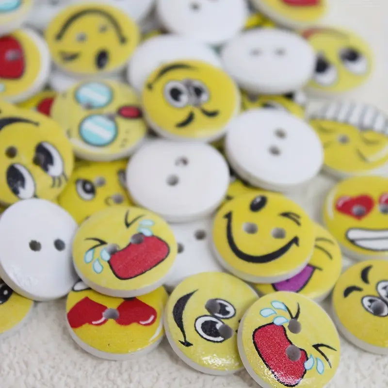 Wooden Buttons Emoji 15mm – All You Needle NZ