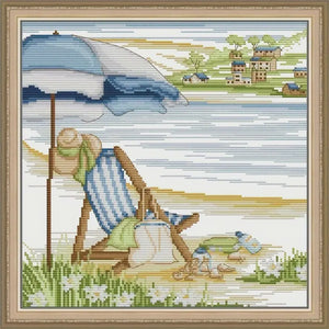 Stamped Cross Stitch Kit - Solitude by The Shore 14CT