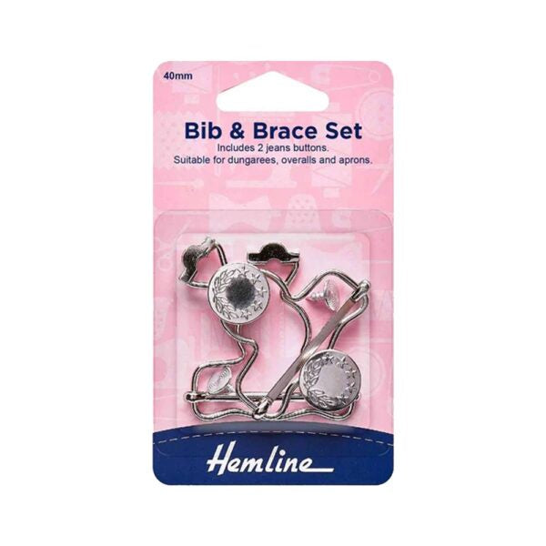 Hemline Bib & Brace Set 40mm - Nickle