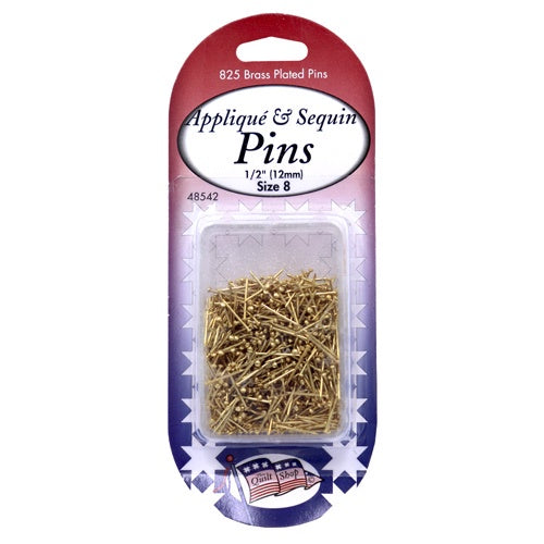 Quilters Applique Brass Pins 12mm Brass Plated