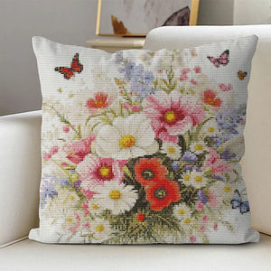 Stamped Cross Stitch Cushion Kit - Flowers & Butterflies