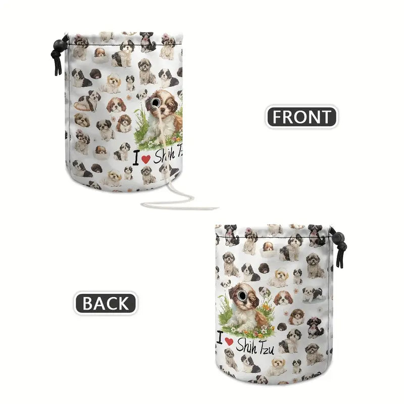 Yarn Drawstring Storage Tote Bag - Shih Tzu