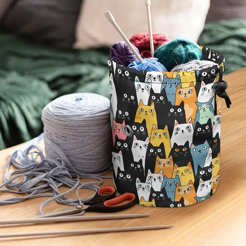 CATastrophe - Yarn Draw String Bag