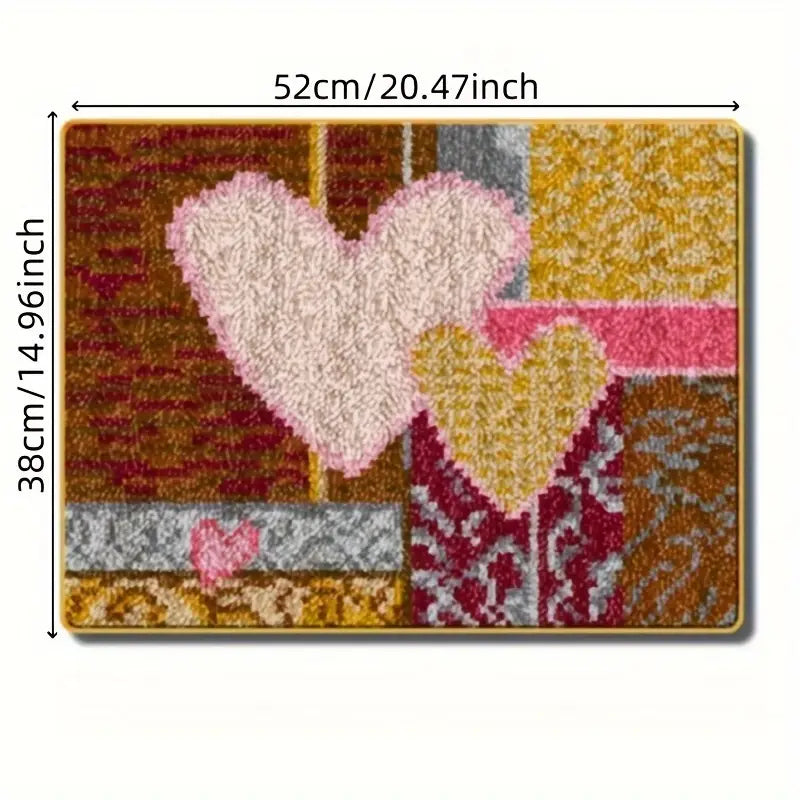 Latch Hook Rug Kit - Patchwork Hearts