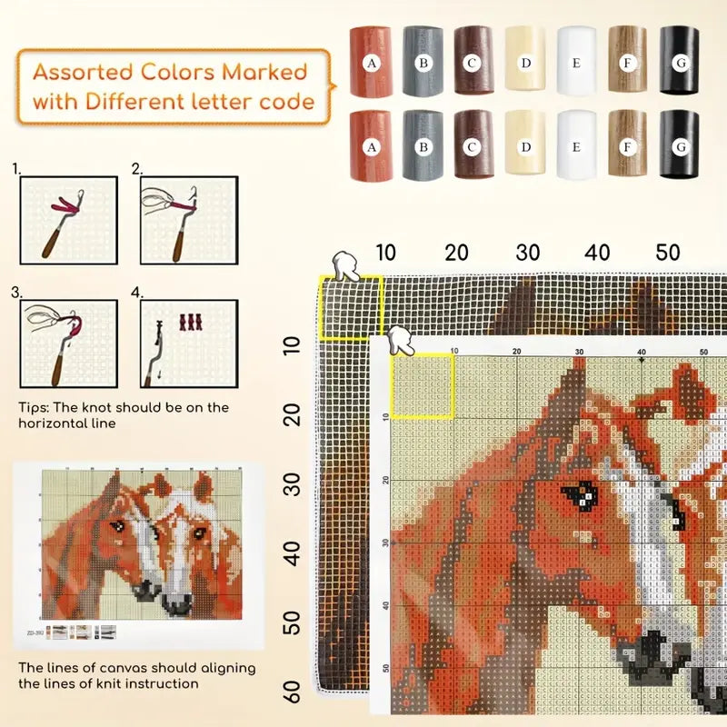 Latch Hook Rug Kit - Horses