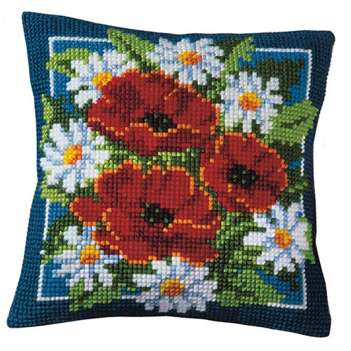 Stamped Tapestry /Cross Stitch Cushion Kit - Flowers