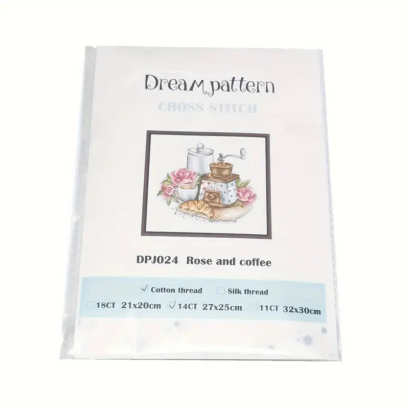 Counted Cross Stitch - Pink Flowers & Coffee Pot 14CT