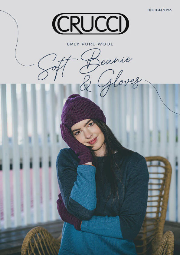 Knitting Pattern - 2126 Beanie & Gloves 8ply