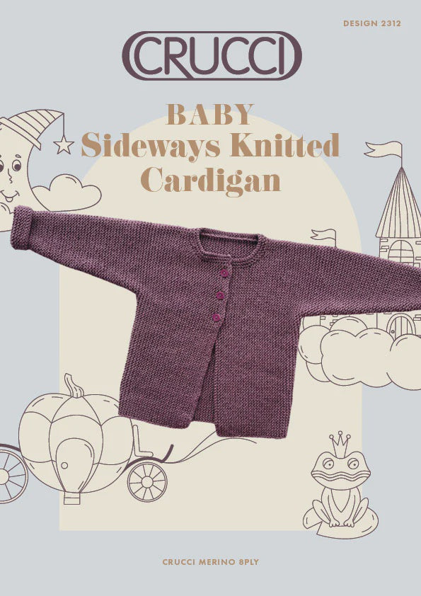 Knitting Pattern - 2312 Baby Sideways Knit Cardigan 8ply