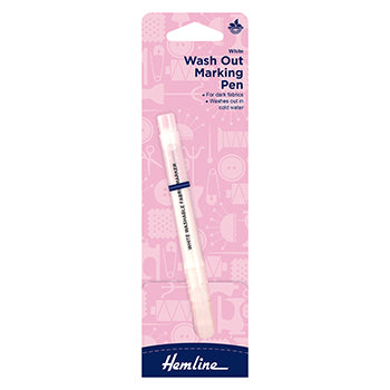 Hemline Wash out Marking Pen White