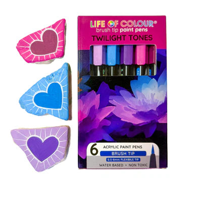 Brush Tip Acrylic Paint Pens - Twilight Tones (6)