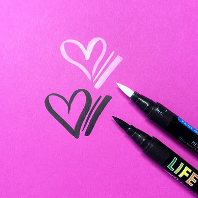 Brush Tip Acrylic Paint Pens - Black & White - (0.5 -8mm)