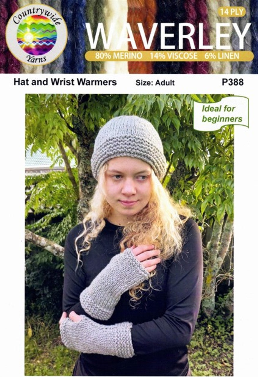 P388 - Adult Beanie & Wrist Warmer 14ply