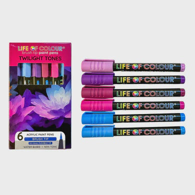 Brush Tip Acrylic Paint Pens - Twilight Tones (6)