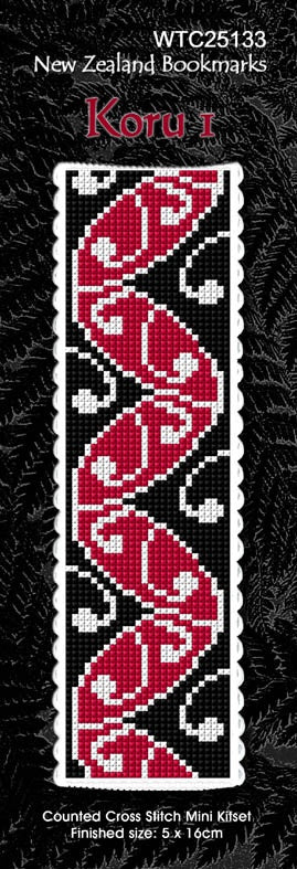 NZ Cross Stitch Bookmark - Koru 1