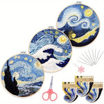 Load image into Gallery viewer, Stamped Embroidery Kit Stary Nights Inspired
