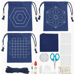 Sashiko Drawstring Bag Kit