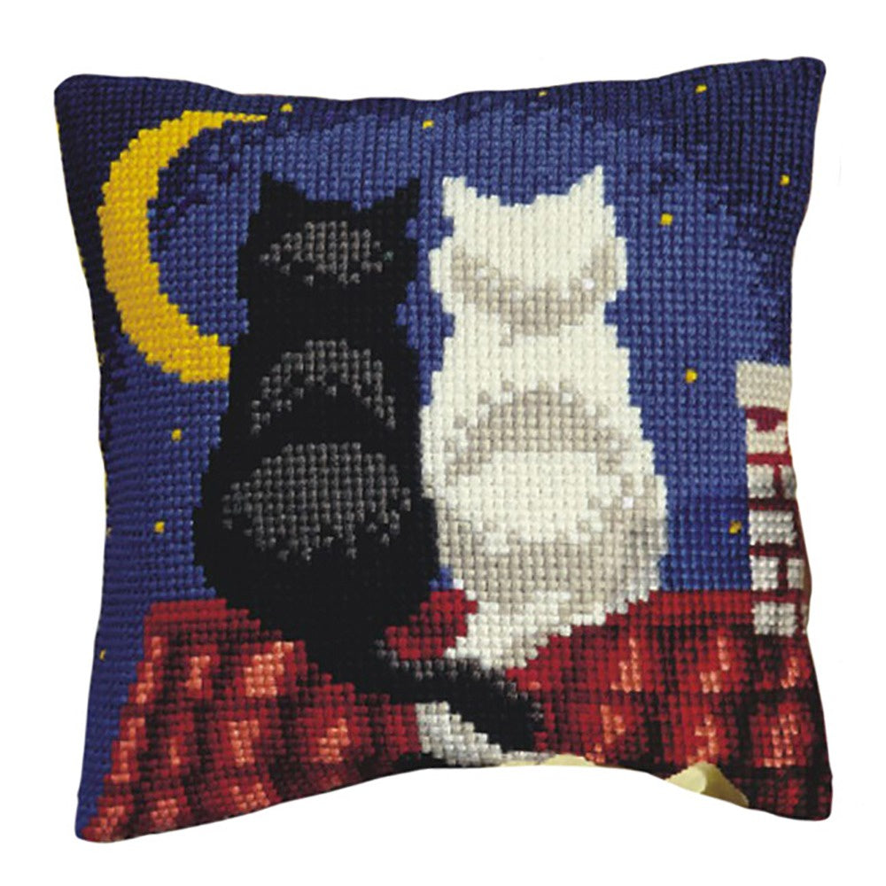 Stamped Tapestry /Cross Stitch Cushion Kit - Cats on a Roof