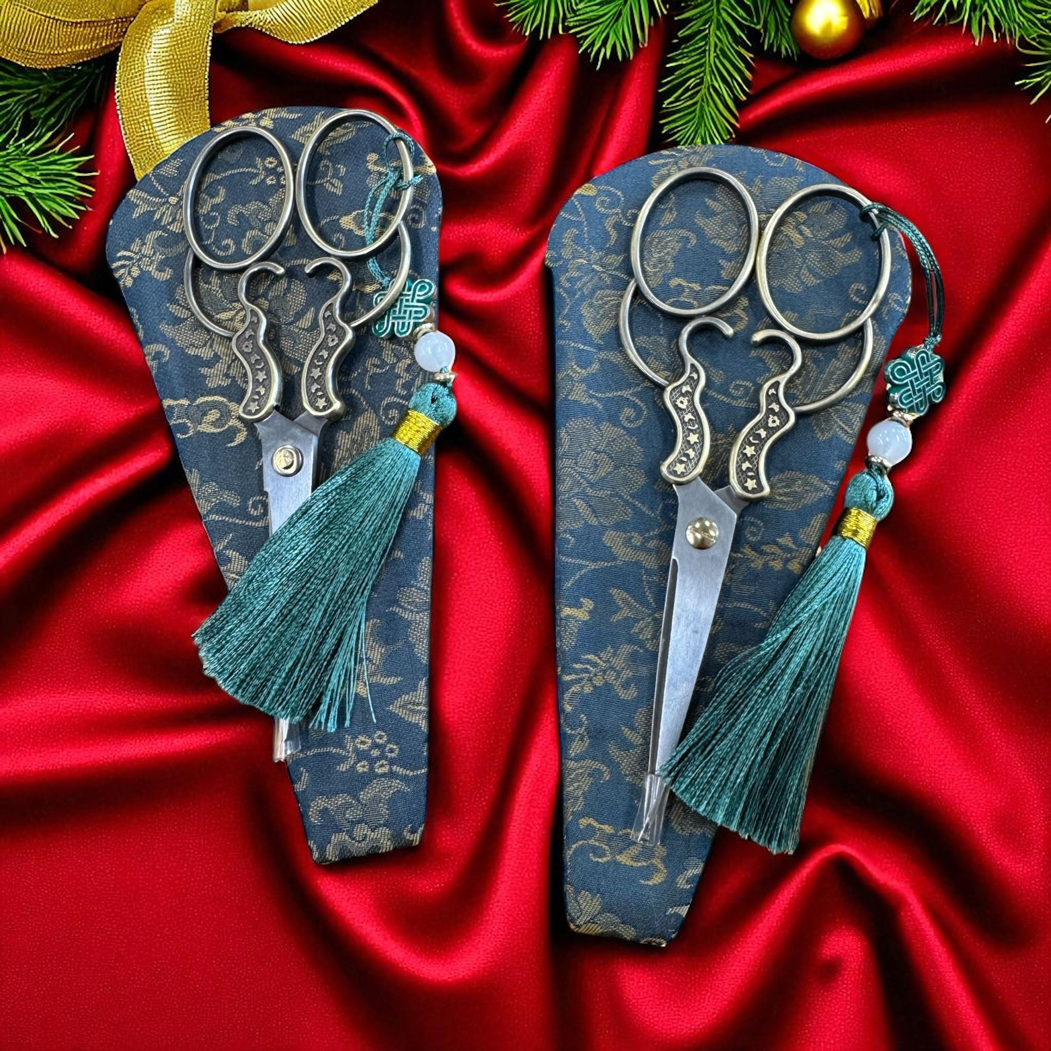 Antique Embroidery Scissors with case