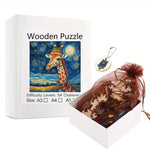Load image into Gallery viewer, Wooden Puzzle - Starry Giraffe Night
