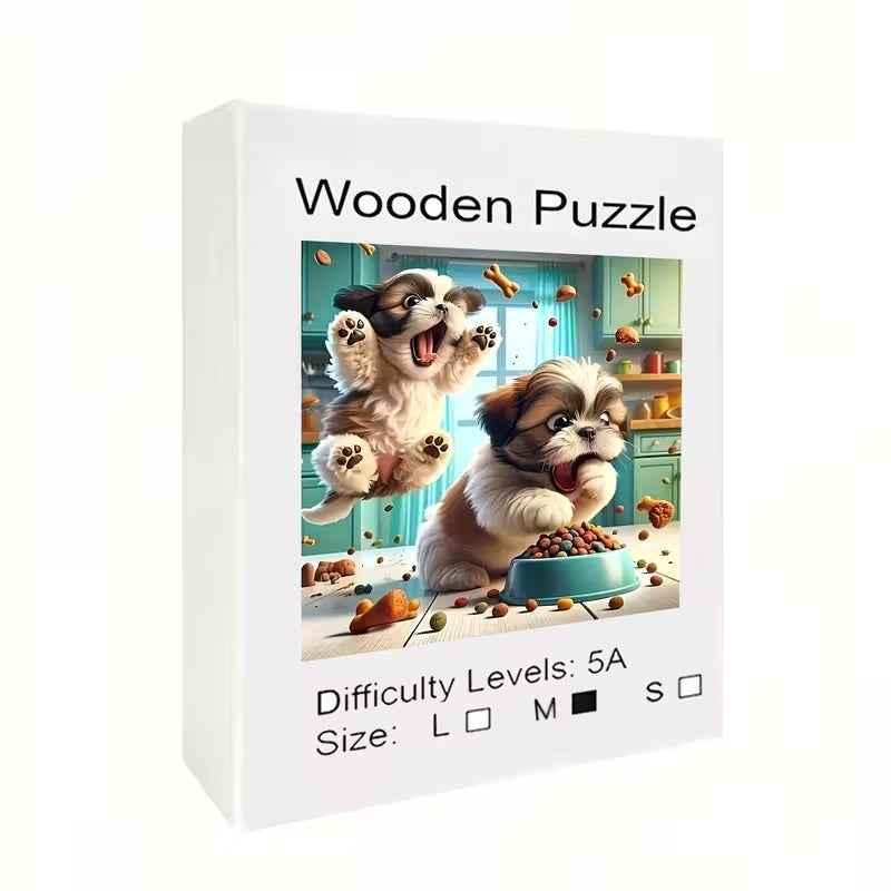 Wooden Puzzle - Shih Tzu Feast