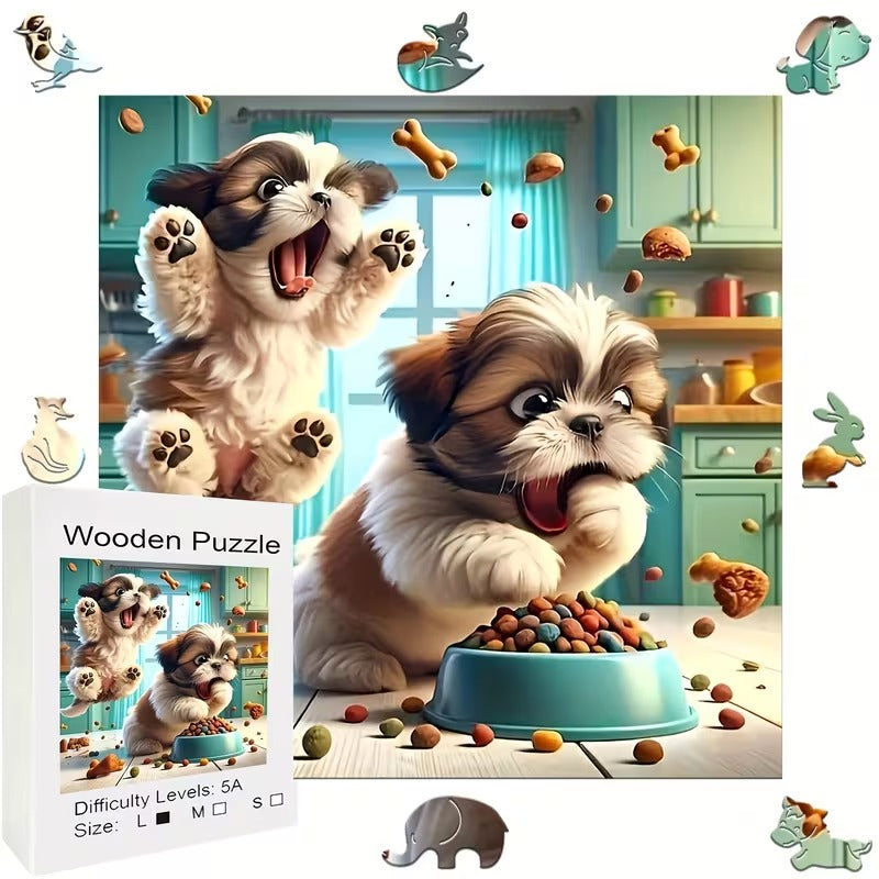 Wooden Puzzle - Shih Tzu Feast