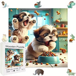 Load image into Gallery viewer, Wooden Puzzle - Shih Tzu Feast
