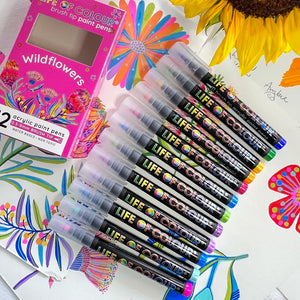 Brush Tip Acrylic Paint Pens - Wildflower  (12)