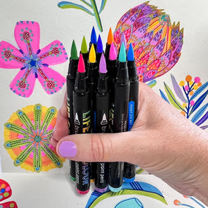 Brush Tip Acrylic Paint Pens - Wildflower  (12)