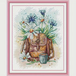 Load image into Gallery viewer, Stamped Cross Stitch Kit - Petals &amp; Sips Satchel 14CT
